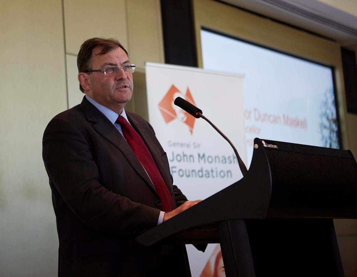 Professor Duncan Maskell, Vice-Chancellor of the University of Melbourne, providing the Welcome Address at the Cocktail Reception.
